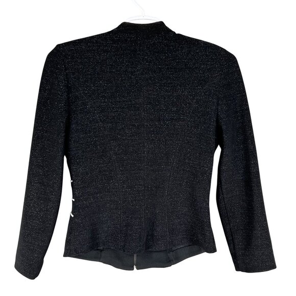 Caché Womens S Black Zip Up Blazer Silver Piping Structured Fit Career Office - Picture 8 of 15